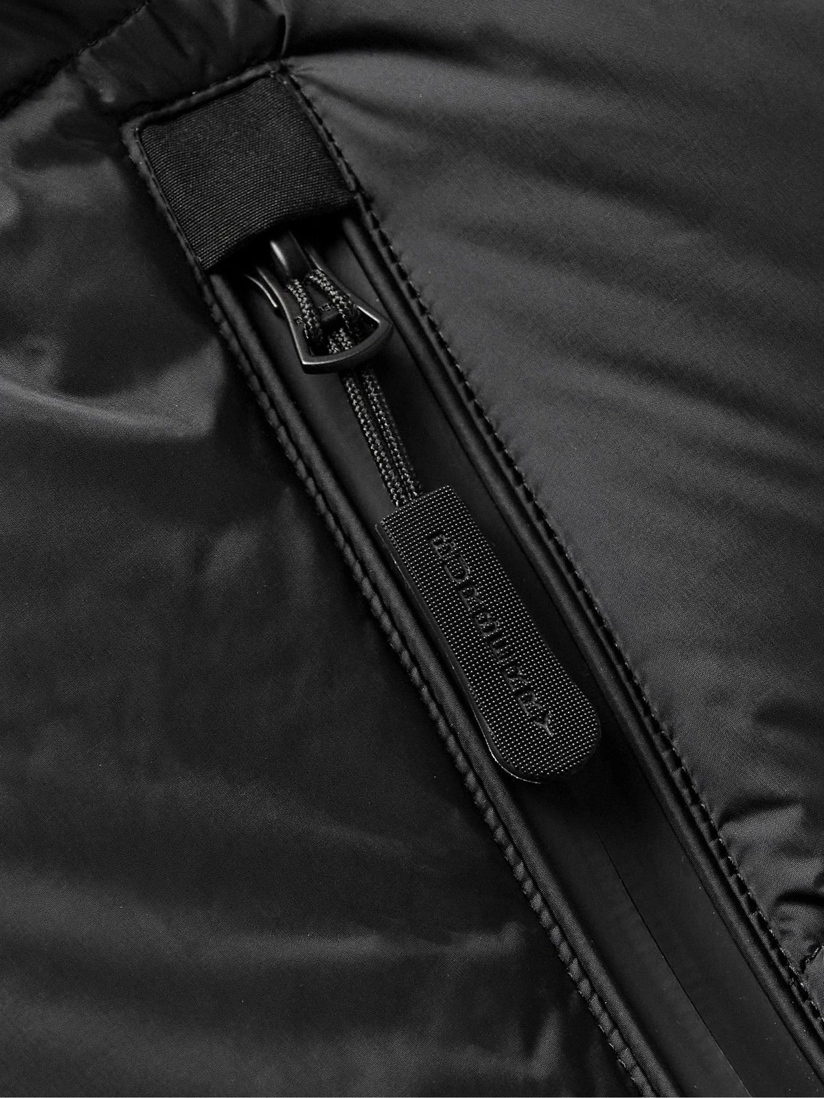 Canvas-Trimmed Quilted Jacket — Water-Resistant, Hooded, Black