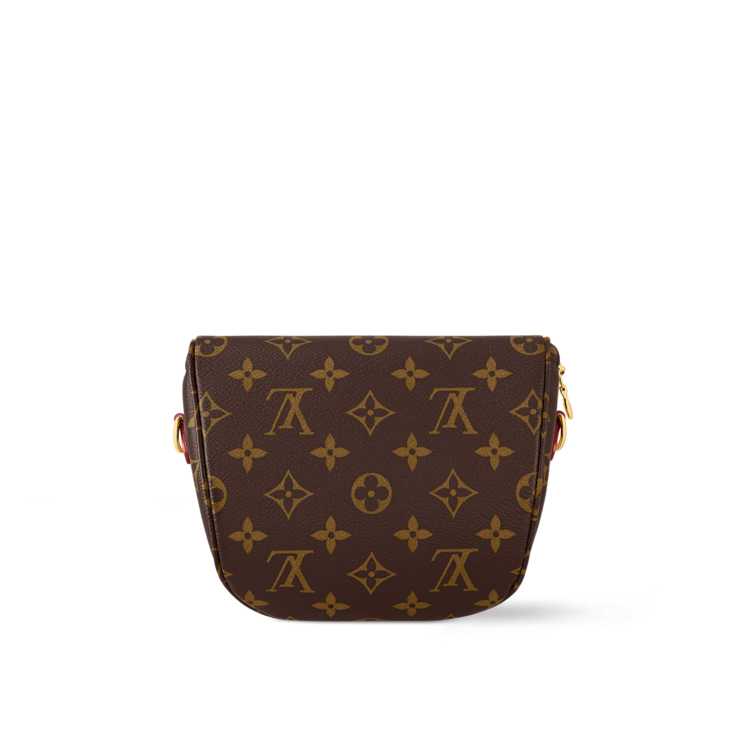 Back view of mini monogram belt bag showing the adjustable leather strap loops and smooth canvas finish