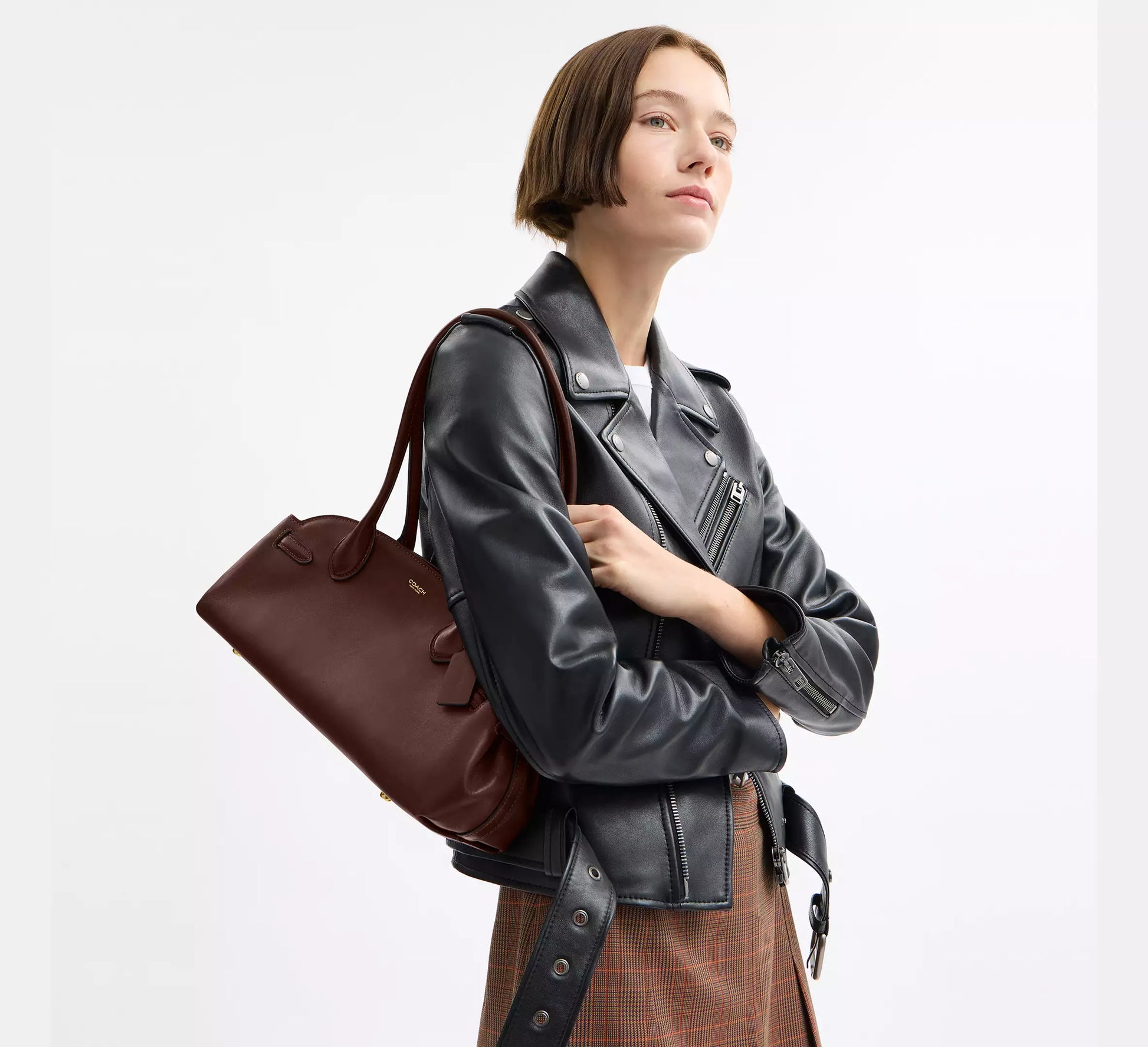 Empire 34 Leather Carryall Bag | Glazed East-West Shoulder Tote Empire 34 Leather Carryall Bag | Glazed East-West Shoulder Tote