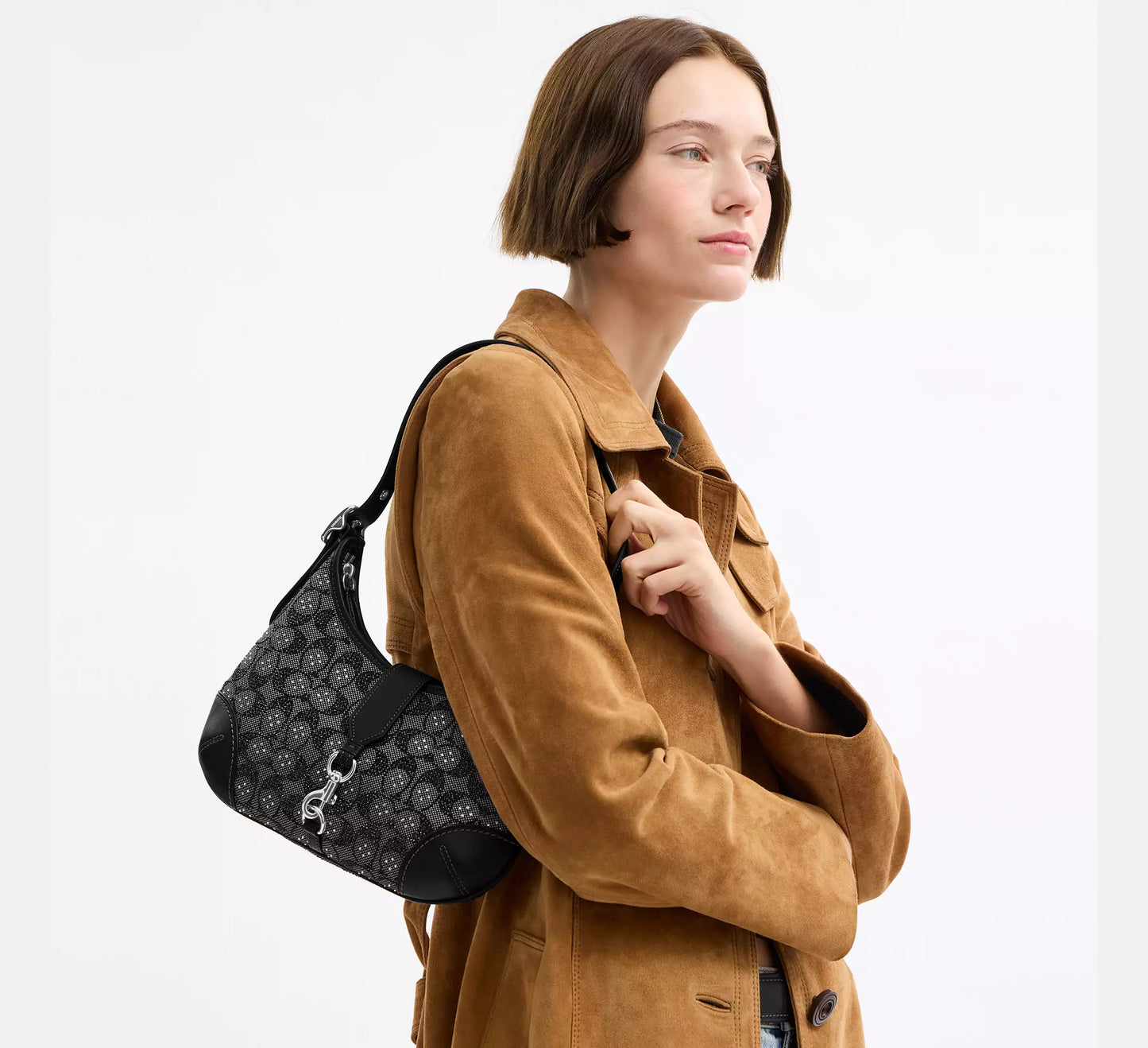 Hamptons Hobo Bag In Crystal Signature Jacquard