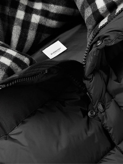 Convertible Canvas - Trimmed Quilted Nylon Hooded Down Jacket – Black - Bloom