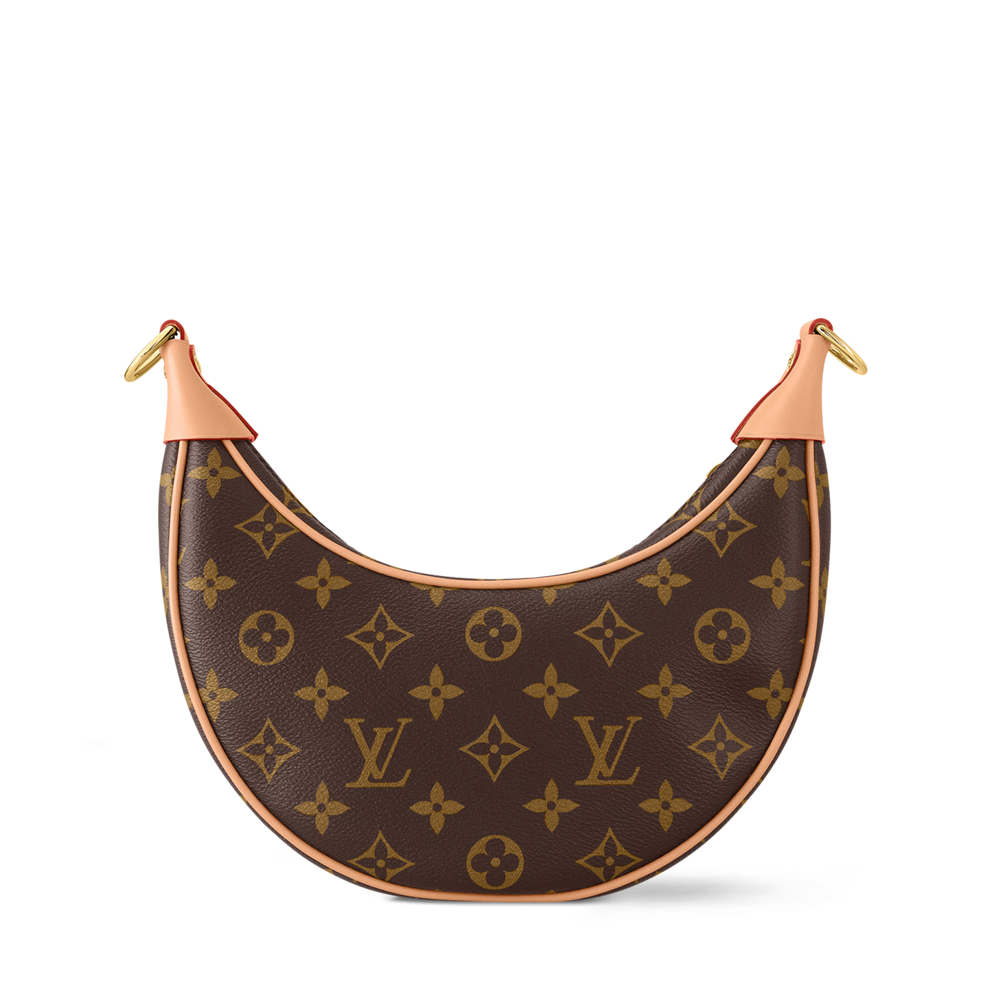 Loop Bag crescent silhouette monogram canvas – curved half moon shape side view 