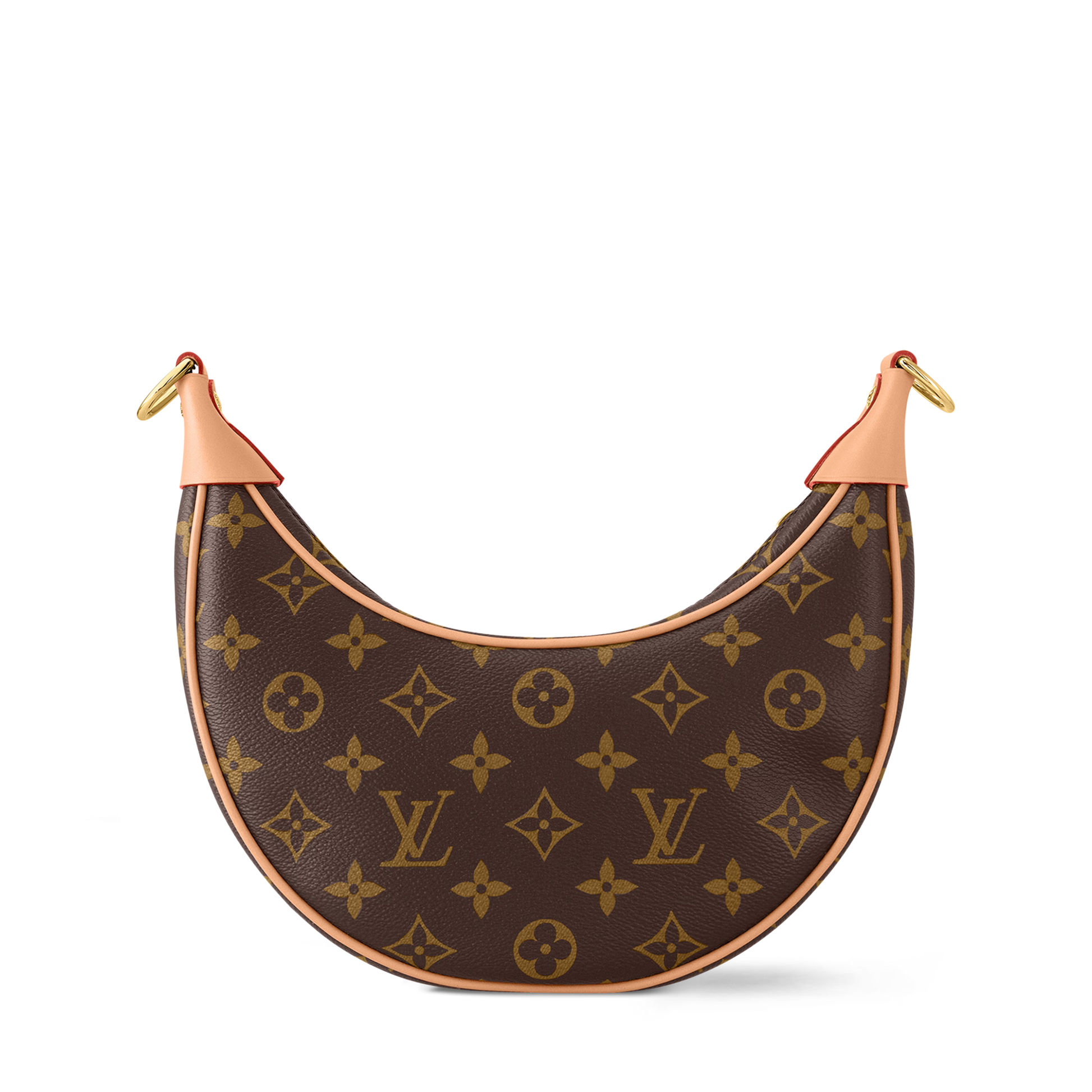 Loop Bag crescent silhouette monogram canvas – curved half moon shape side view 