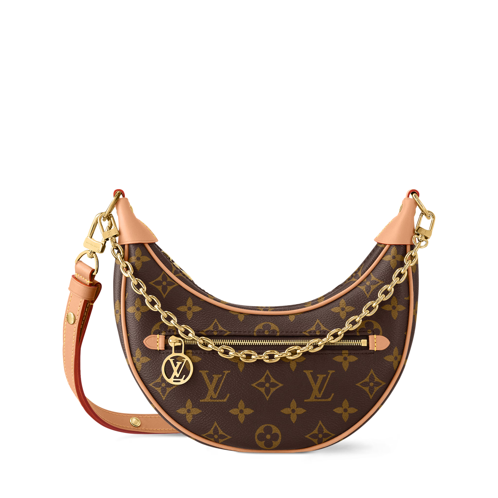 Loop Bag Signature Monogram Canvas – half moon crescent shoulder bag gold chain 