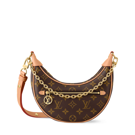 Loop Bag Signature Monogram Canvas – half moon crescent shoulder bag gold chain 