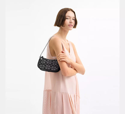 Swinger Bag 20 With Chain In Crystal Signature Jacquard - Bloom
