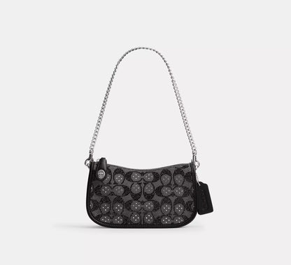 Swinger Bag 20 With Chain In Crystal Signature Jacquard - Bloom