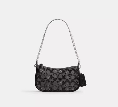 Swinger Bag 20 With Chain In Crystal Signature Jacquard - Bloom