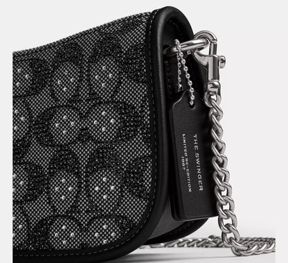 Swinger Bag 20 With Chain In Crystal Signature Jacquard - Bloom